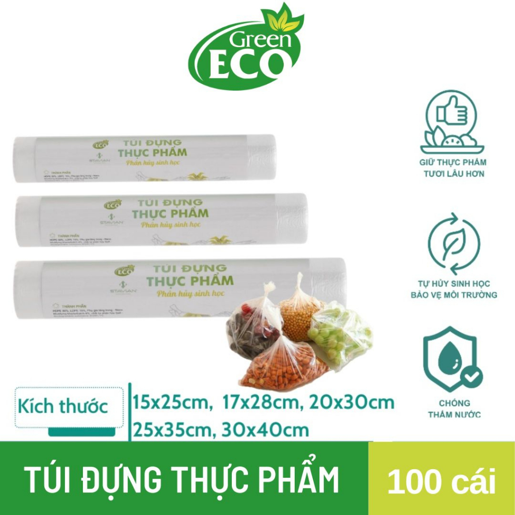 Túi đựng thực phẩm tự hủy sinh học Green Eco